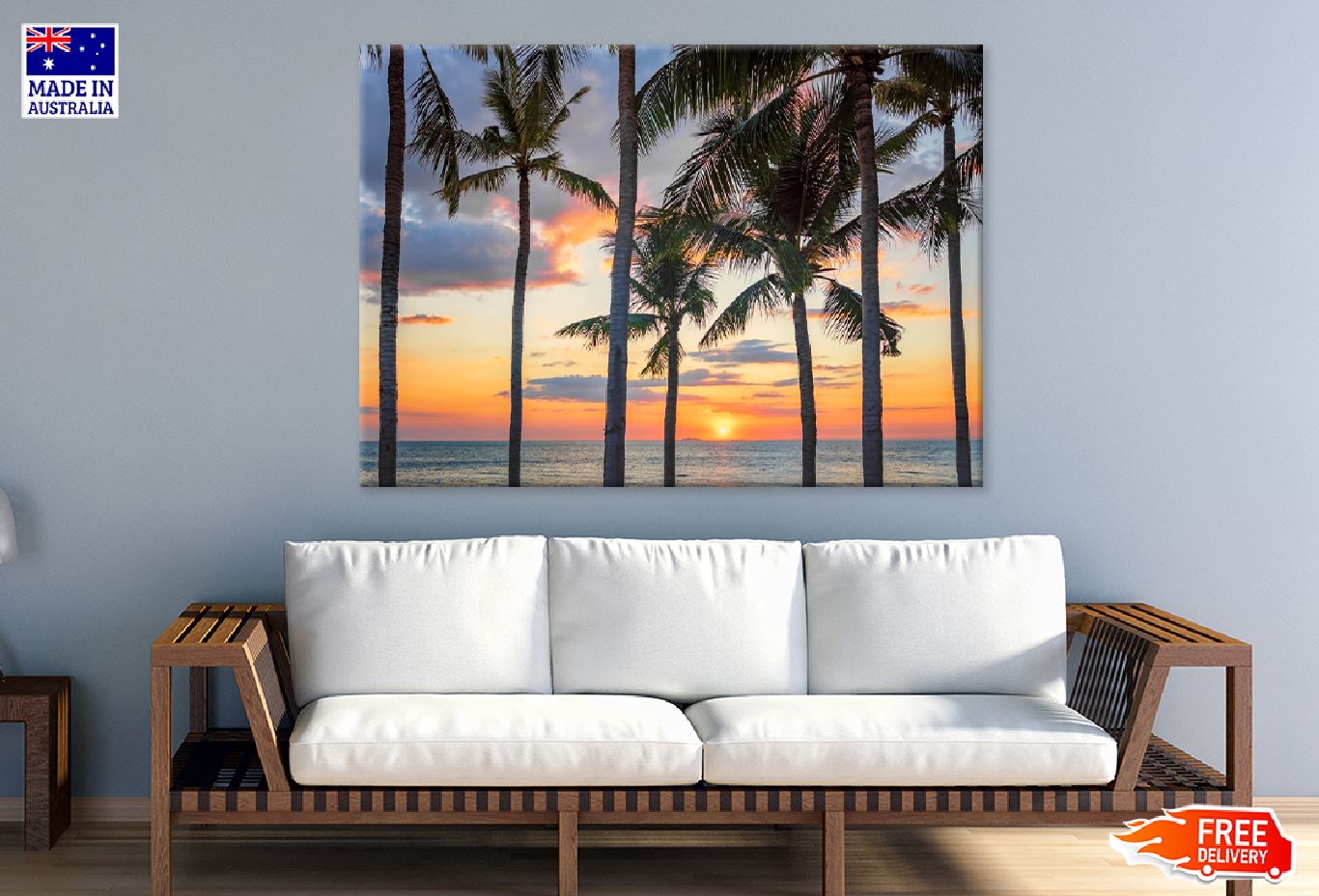 Palm Trees & Beach Sunset View Photograph Print 100% Australian Made