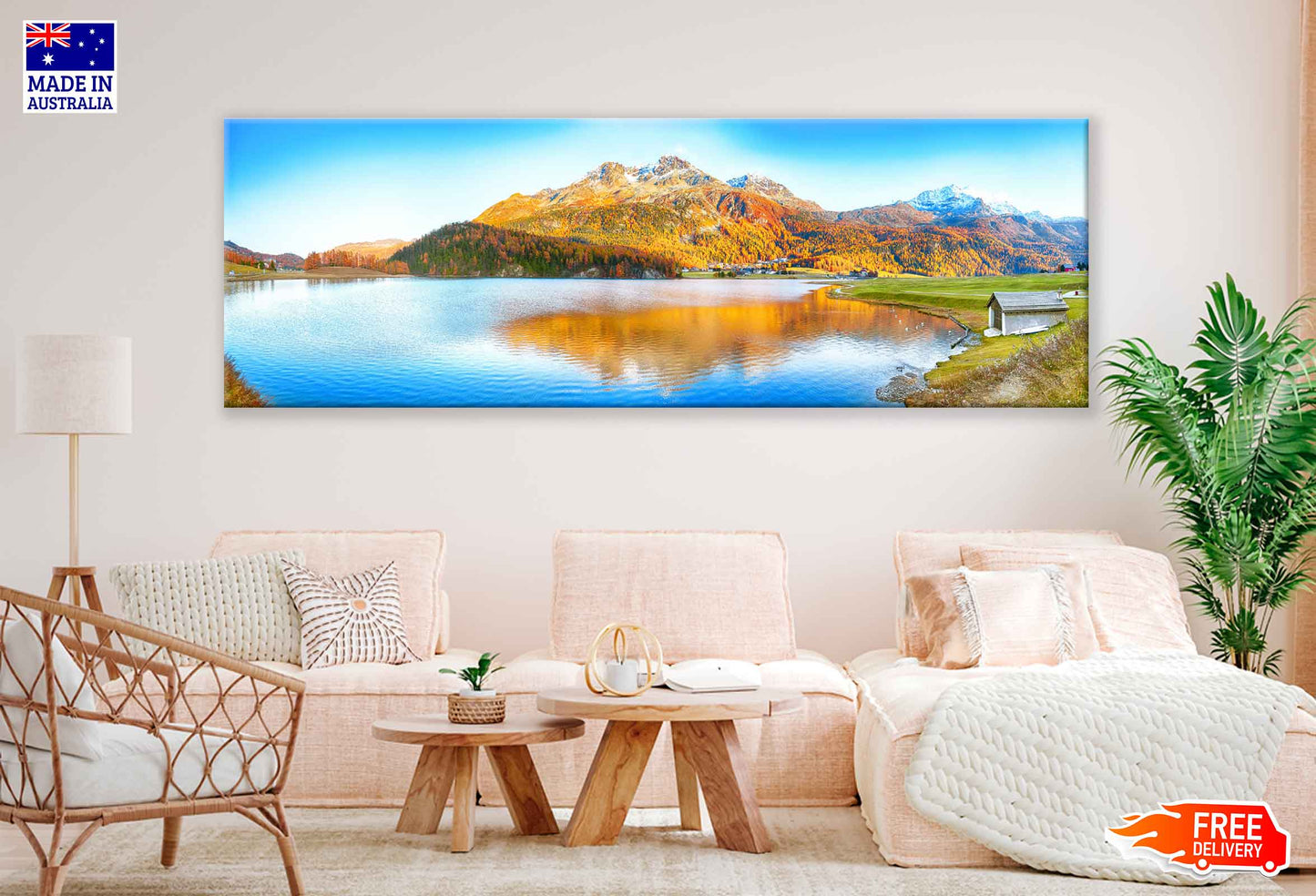 Panoramic Canvas Silvaplana Lake View Photograph High Quality 100% Australian Made Wall Canvas Print Ready to Hang