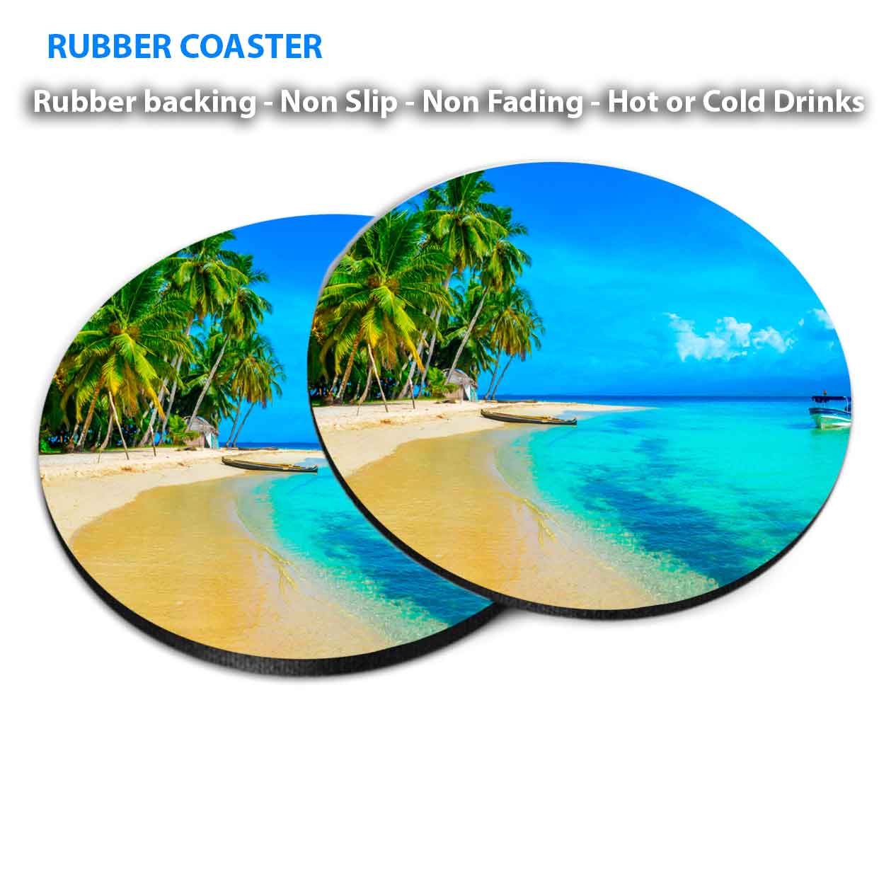 Paradise Tropical Island in Panama Coasters Wood & Rubber - Set of 6 Coasters