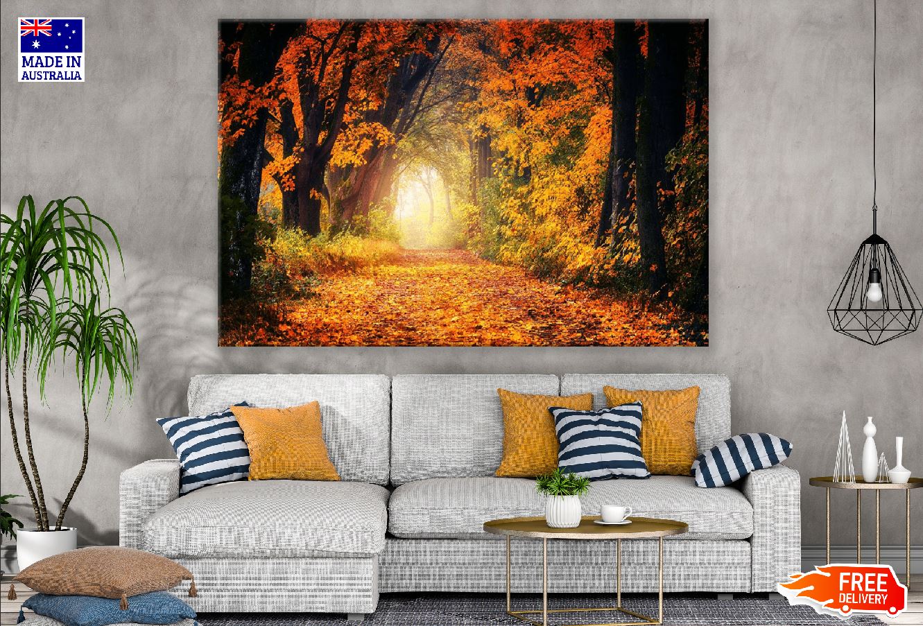 Autumn Forest in Sunset Scenery Photograph Print 100% Australian Made