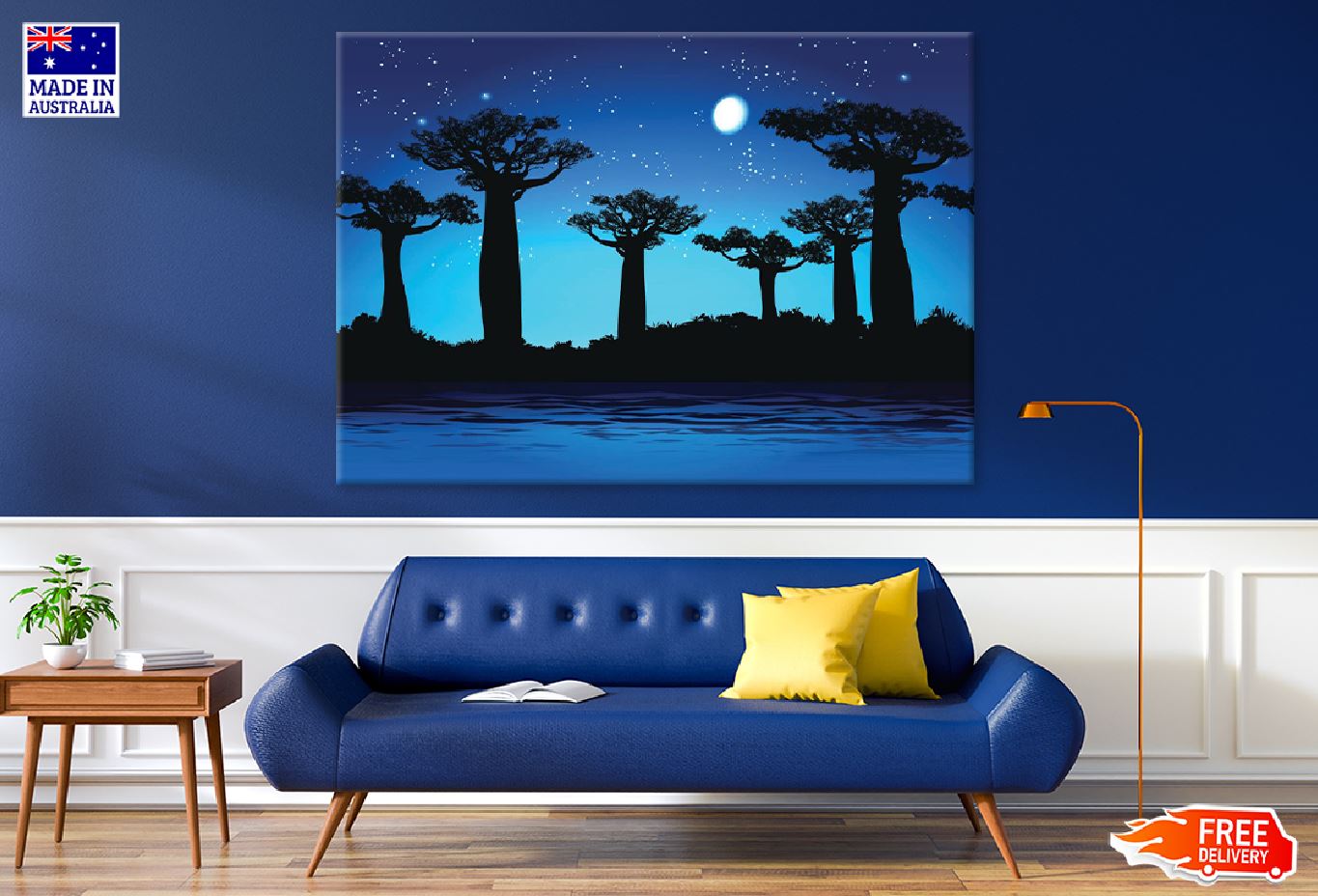 Baobab Trees at Night Vector Art Design Print 100% Australian Made