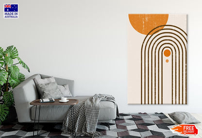 Orange Abstract Shapes & Brown Line Art Print 100% Australian Made