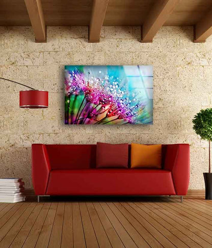 Waterdrops on Dandelion Flowers Photograph Acrylic Glass Print Tempered Glass Wall Art 100% Made in Australia Ready to Hang