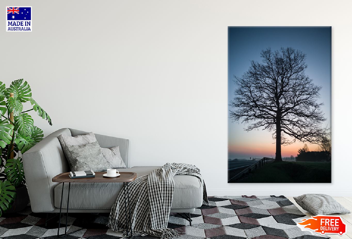 Tree Silhouette in Early Morning Photograph Print 100% Australian Made