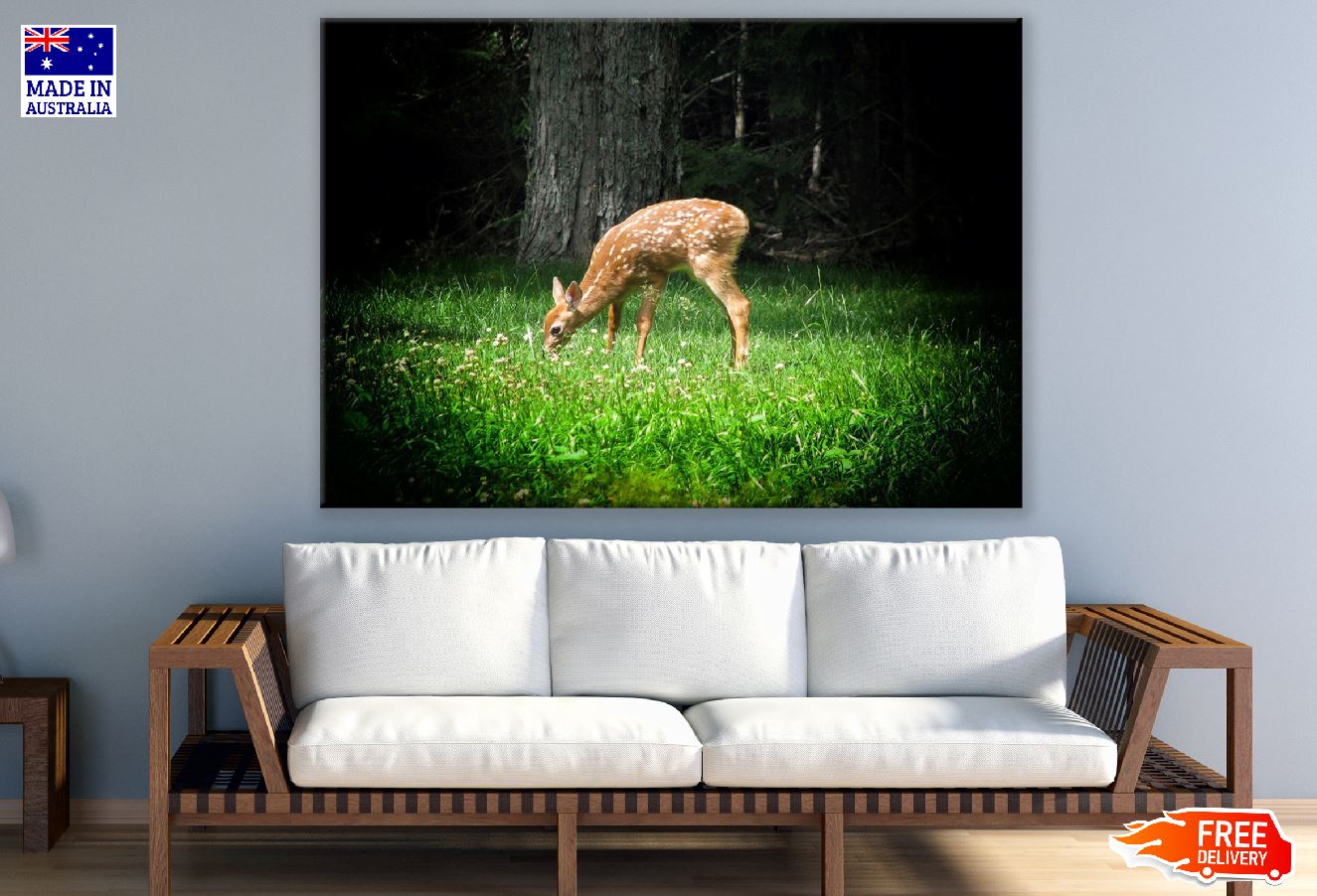 Deer in Flower Field Closeup Photograph Print 100% Australian Made