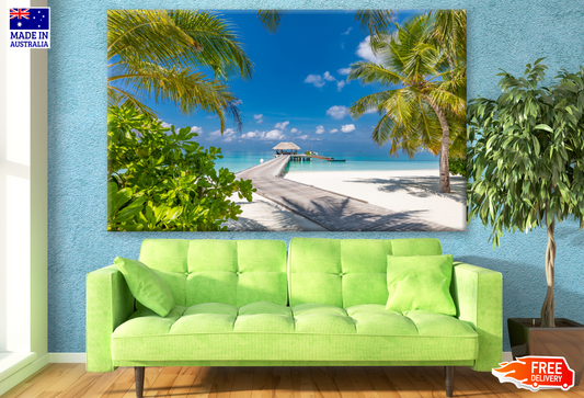 Amazing Beach Landscape with Palm Trees Print 100% Australian Made