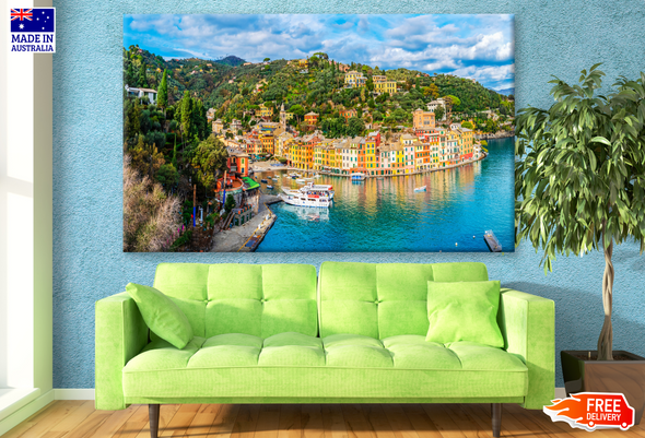 Colorful Coastal Italian Village Portofi no in Italy Print 100% Australian Made