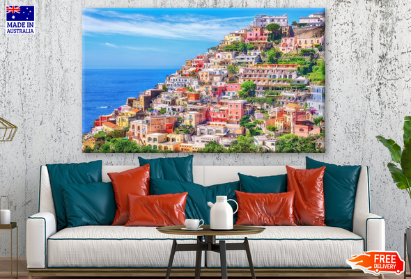 Colorful Houses & Buildings At Amalfi Coast Italy Photograph Print 100% Australian Made