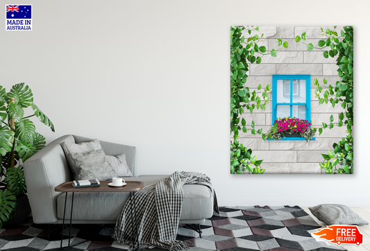 Window with Brick and Flowers Photograph Print 100% Australian Made