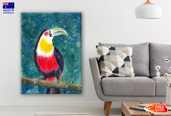 Portrait of Keel-billed Toucan Watercolour Painting Print 100% Australian Made