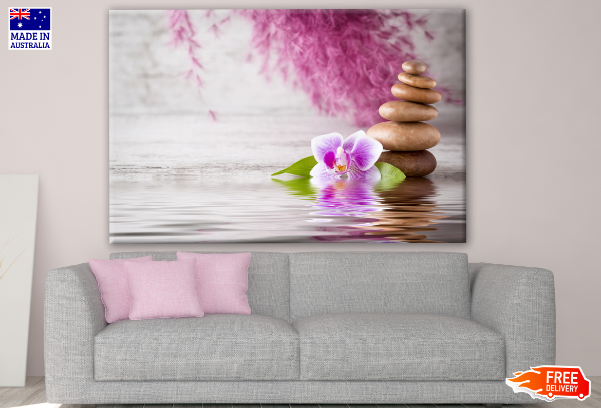 Spa Stones & Orchid Flowers Photograph Print 100% Australian Made