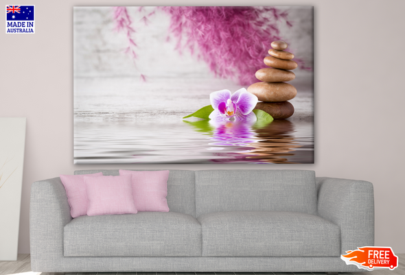 Spa Stones & Orchid Flowers Photograph Print 100% Australian Made