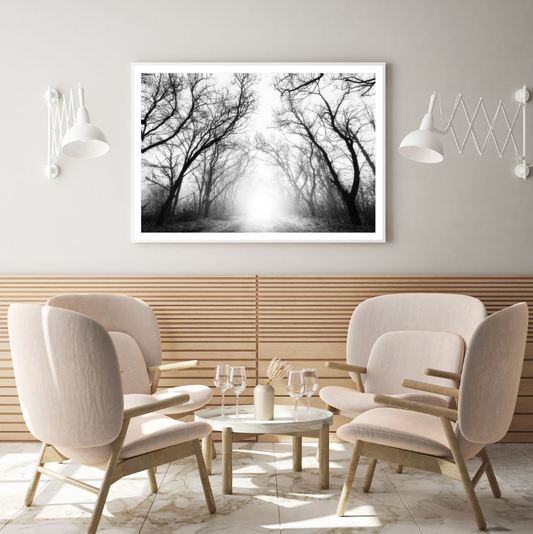 Misty Forest B&W Photograph Home Decor Premium Quality Poster Print Choose Your Sizes