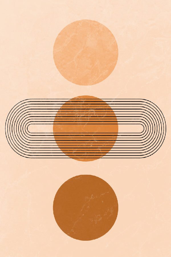 Orange & Brown Circle Line Art Abstract Design Print 100% Australian Made