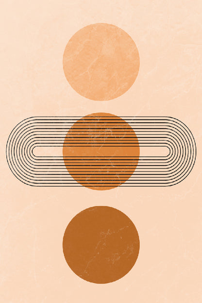 Orange & Brown Circle Line Art Abstract Design Print 100% Australian Made