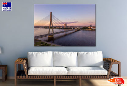 Vansu Bridge Daugava River Sunset View Photograph Print 100% Australian Made