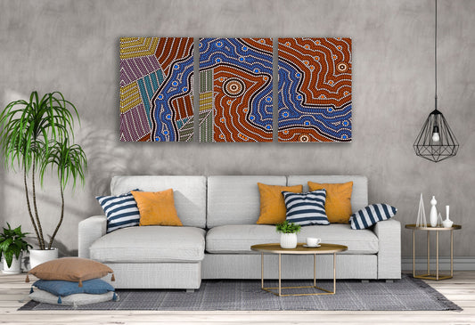 3 Set of Multicolor Abstract Design High Quality Print 100% Australian Made Wall Canvas Ready to Hang