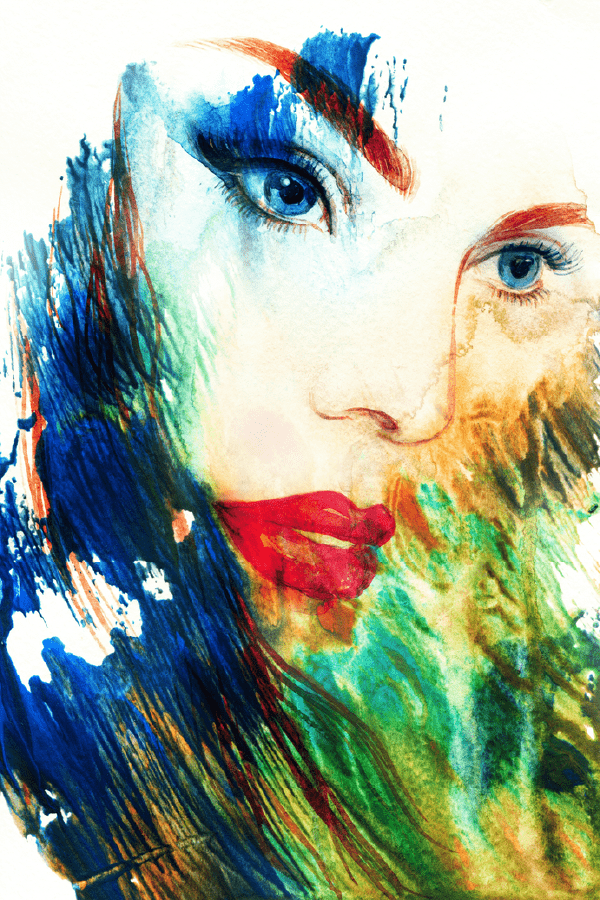 Woman Face Colorful Abstract Watercolor Painting Print 100% Australian Made