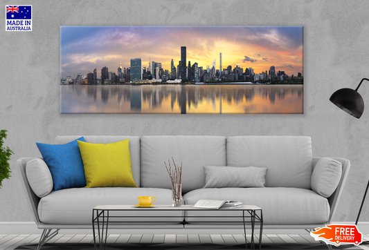 Panoramic Canvas New York City Sunset High Quality 100% Australian made wall Canvas Print ready to hang