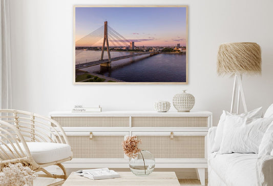 Vansu Bridge Daugava River Sunset Photograph Home Decor Premium Quality Poster Print Choose Your Sizes