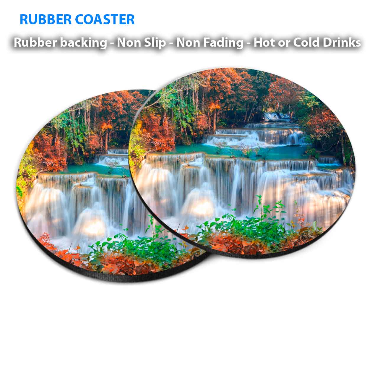 Waterfalls In Deep Forest at Thailand Coasters Wood & Rubber - Set of 6 Coasters