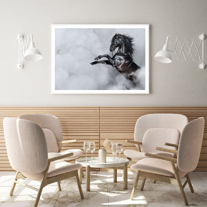 Horse Galloping in Smoke Closeup Home Decor Premium Quality Poster Print Choose Your Sizes