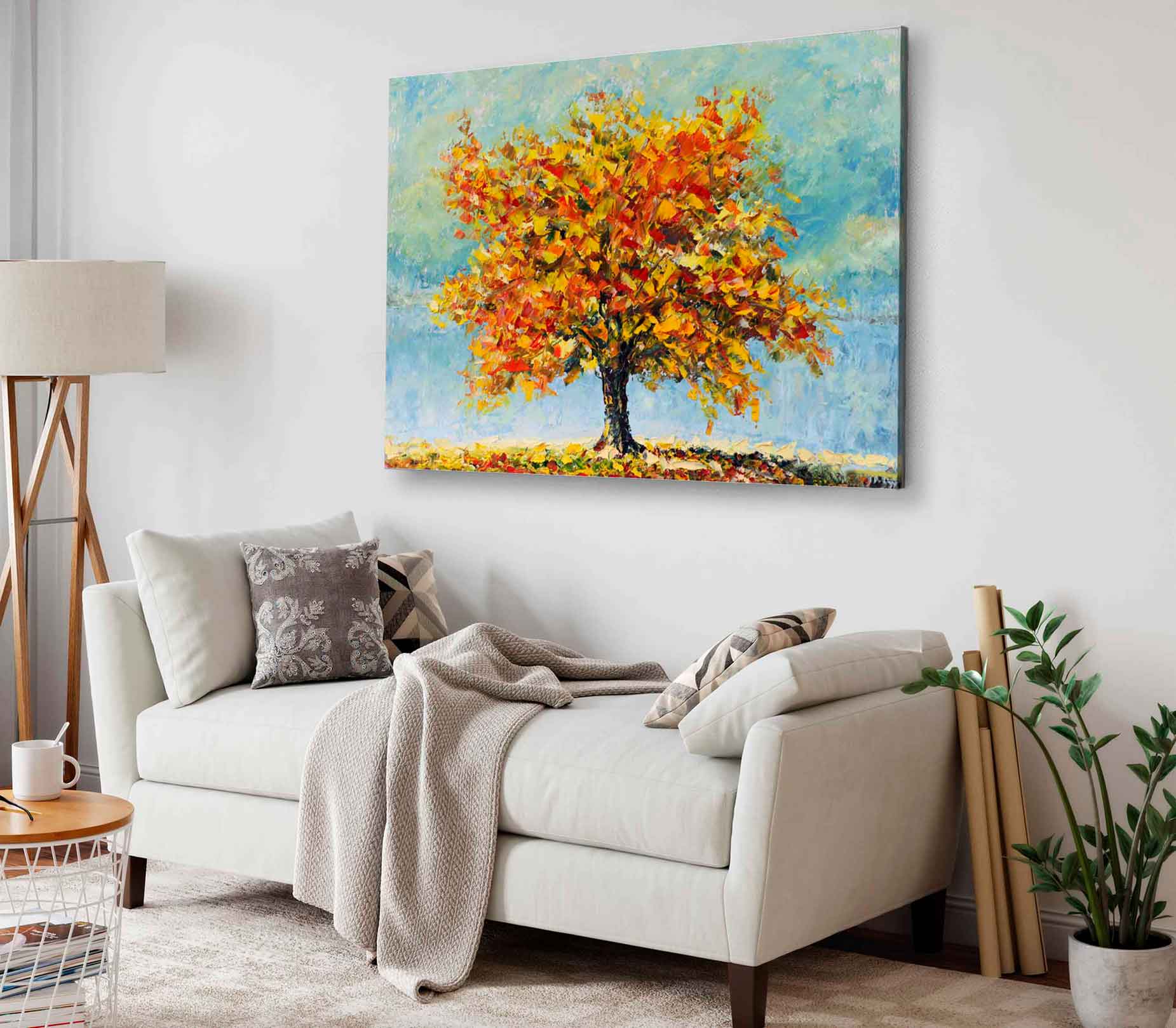 Bella Home Autumn Tree Leaves Oil Painting Print Canvas Ready to hang