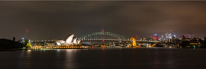 Panoramic Canvas Sydney City Night View Photograph High Quality 100% Australian Made Wall Canvas Print Ready to Hang