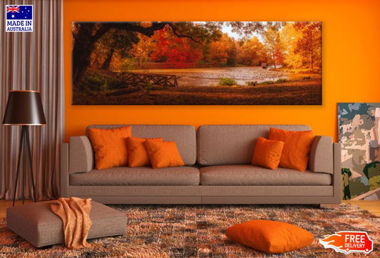 Panoramic Canvas Autumn Forest High Quality 100% Australian made wall Canvas Print ready to hang