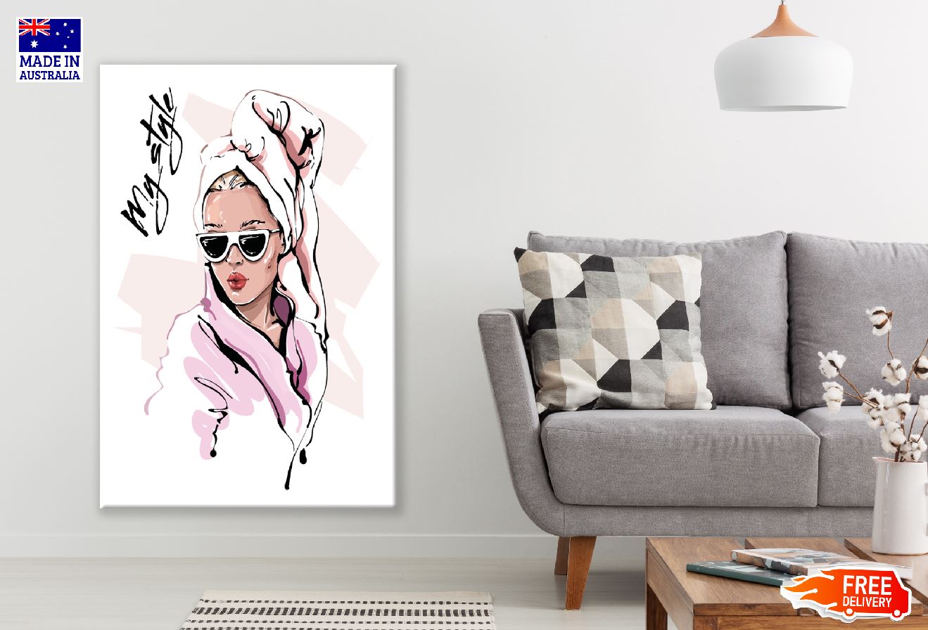 Towel on Hair Fashion Girl Illustration Print 100% Australian Made