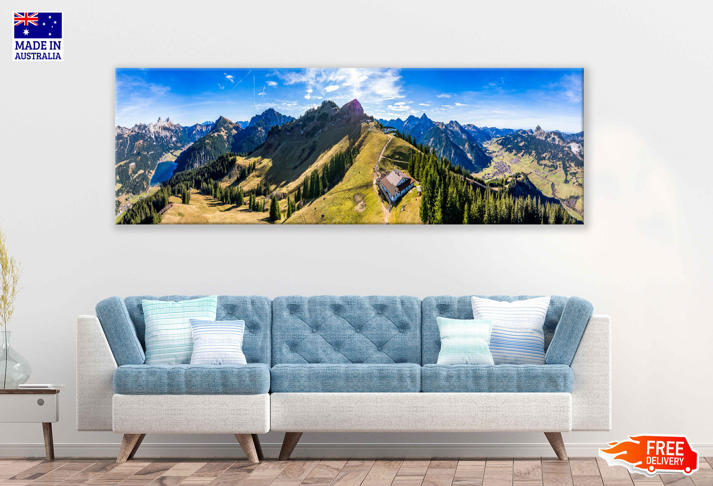 Panoramic Canvas Tannheim Valley View Photograph High Quality 100% Australian Made Wall Canvas Print Ready to Hang