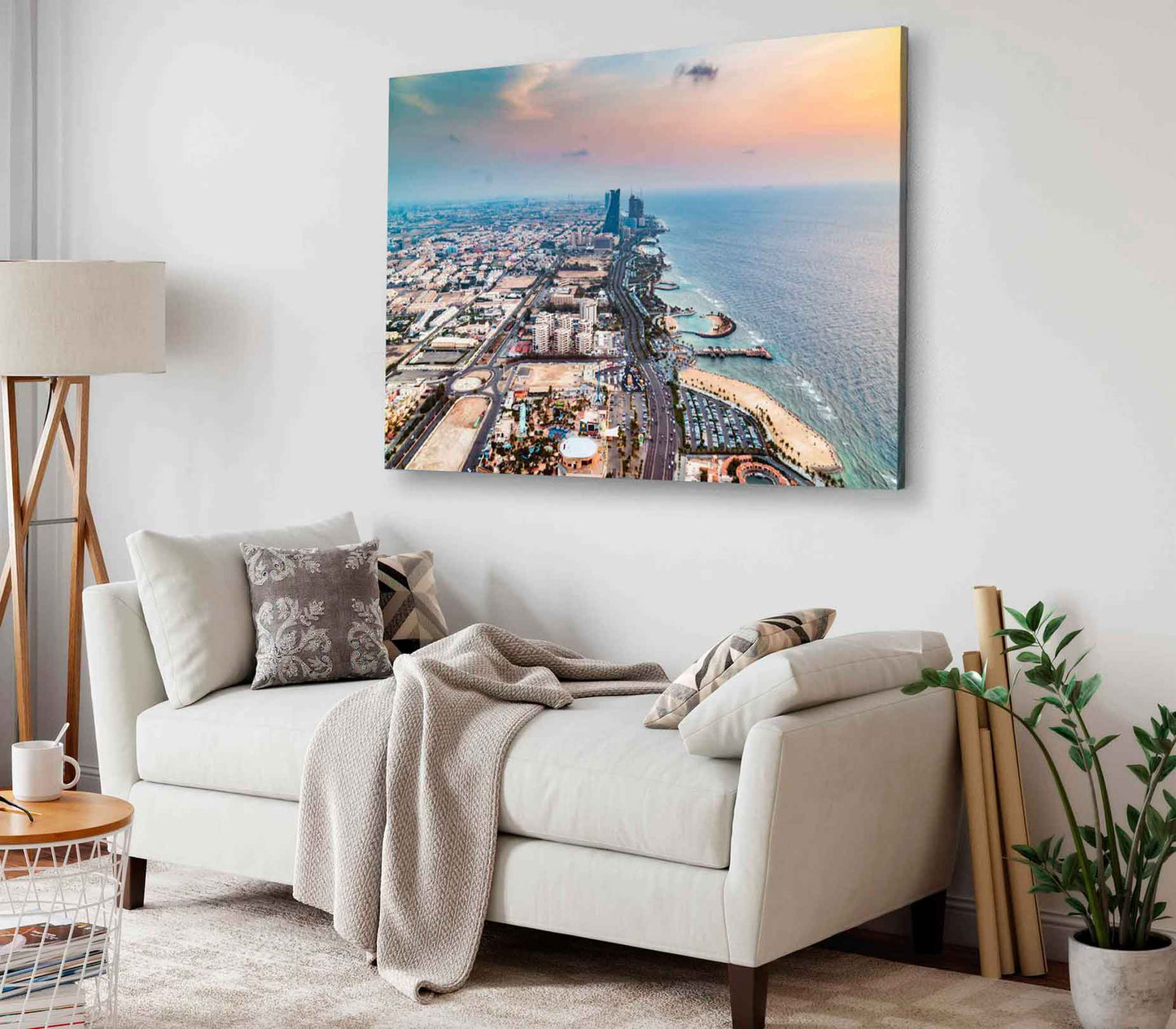 Bella Home Landscape View of Jeddah City Sea Print Canvas Ready to hang