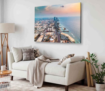 Bella Home Landscape View of Jeddah City Sea Print Canvas Ready to hang