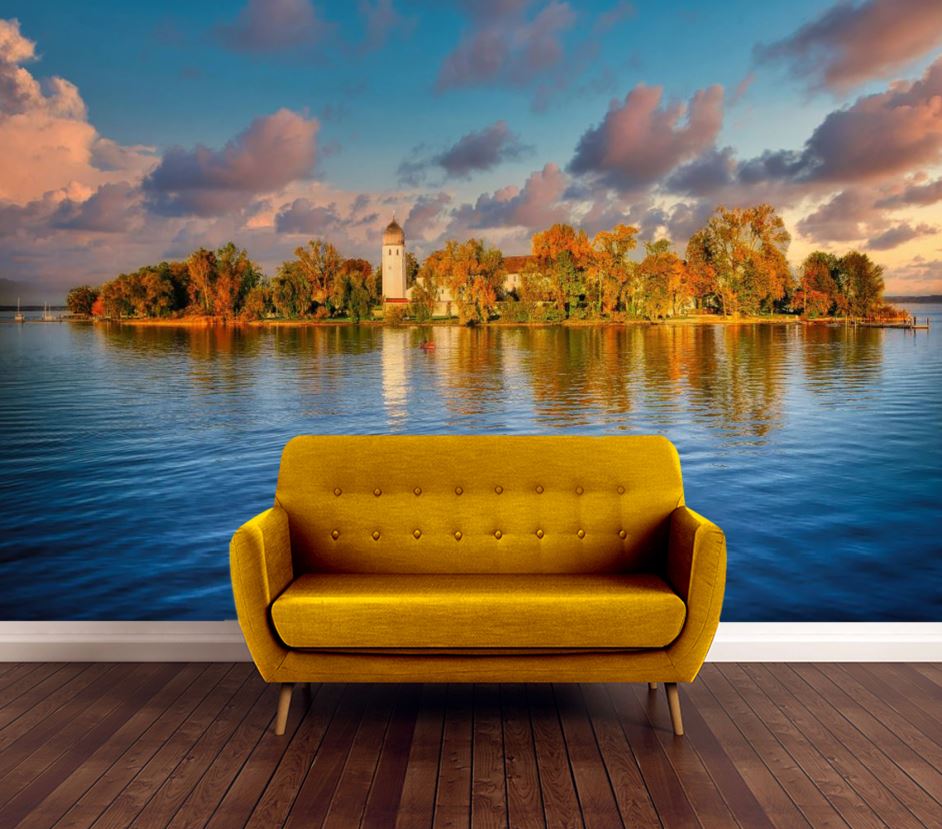 Wallpaper Murals Peel and Stick Removable Island in Lake High Quality