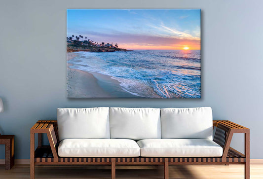 Bella Home Sunset on Beach With Beautiful Sky Print Canvas Ready to hang