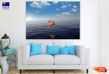 Flamingo Birds Standing on Shore Photograph Print 100% Australian Made