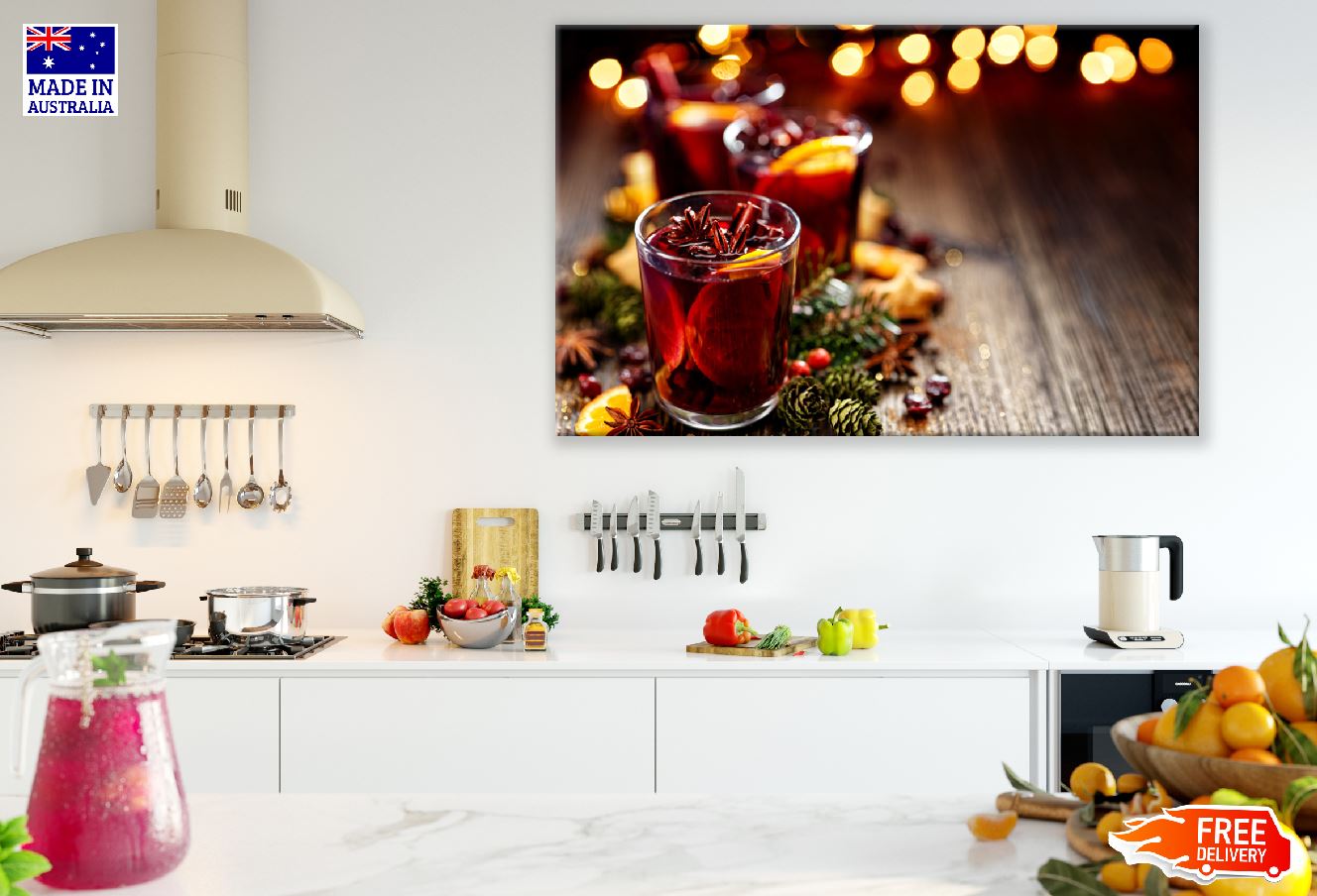 Christmas Mulled Red Wine in a Glass Closeup Photograph Print 100% Australian Made