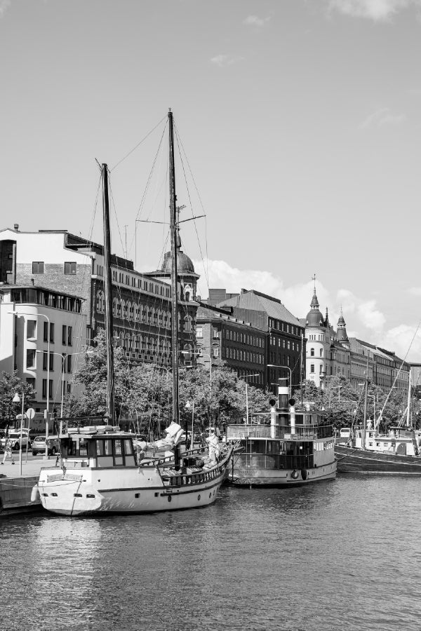 Vintage Boats by Quayside B&W Photograph Print 100% Australian Made