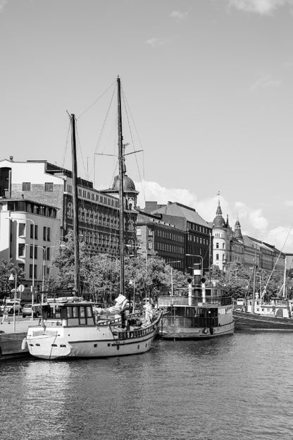 Vintage Boats by Quayside B&W Photograph Print 100% Australian Made