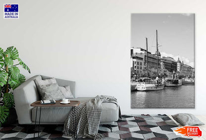 Vintage Boats by Quayside B&W Photograph Print 100% Australian Made