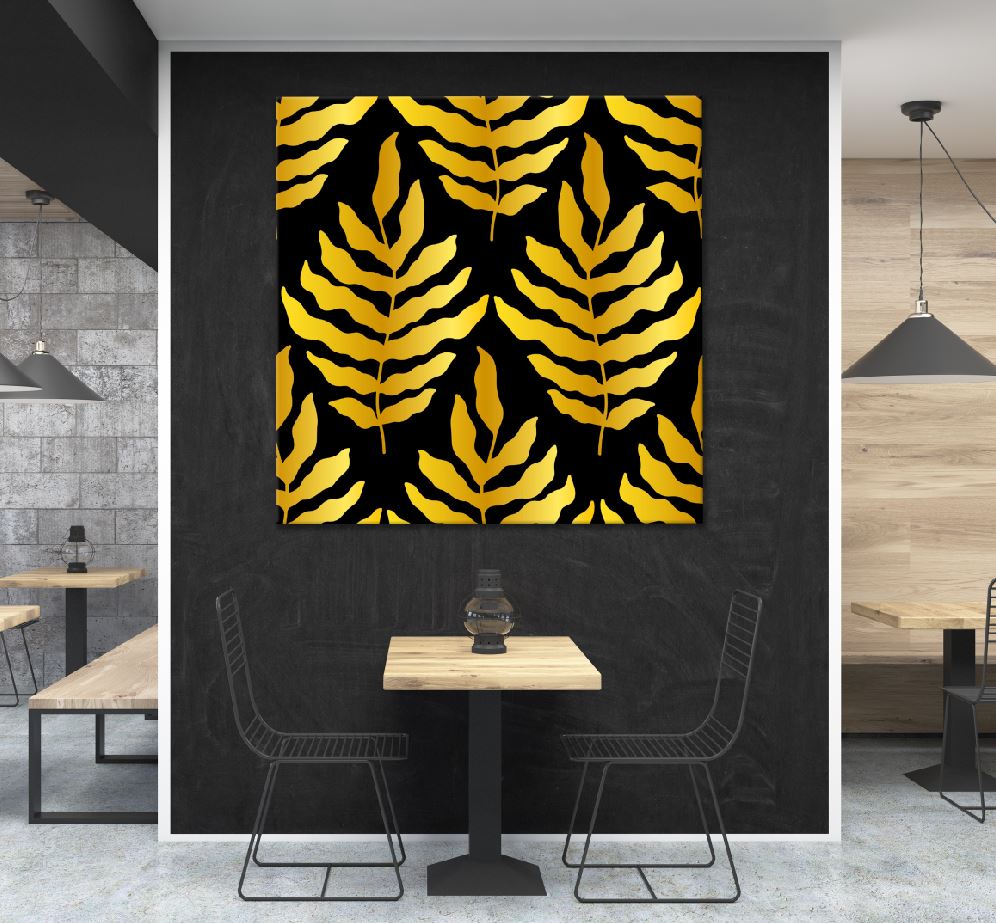 Square Canvas Tropical Gold Leaves Vector Art High Quality Print 100% Australian Made