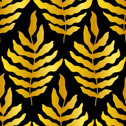 Square Canvas Tropical Gold Leaves Vector Art High Quality Print 100% Australian Made