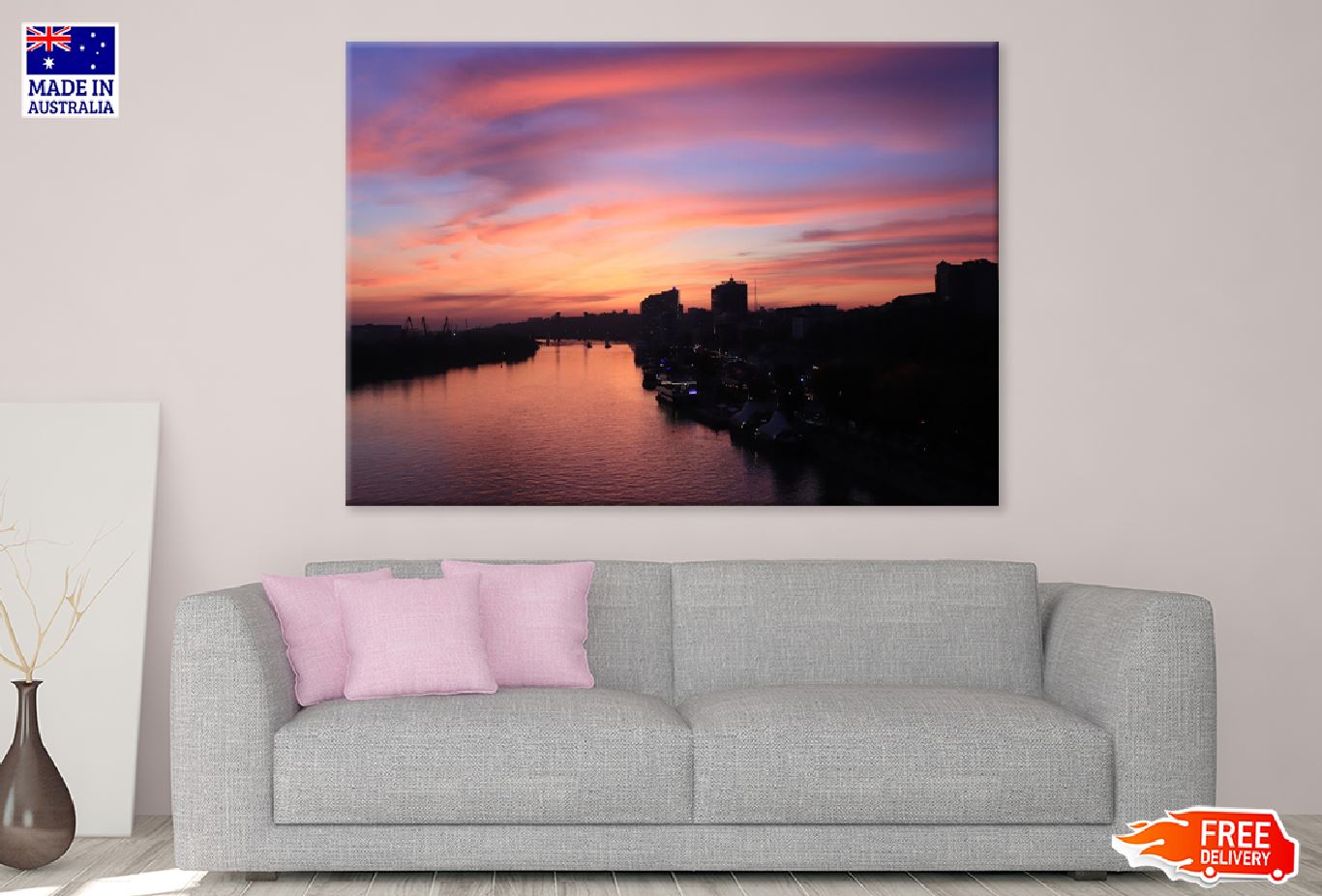 Sunset River City Rays Scenery Photograph Print 100% Australian Made