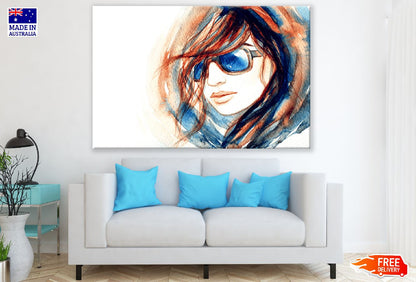 Fashion Woman with Glasses Watercolor Painting Print 100% Australian Made