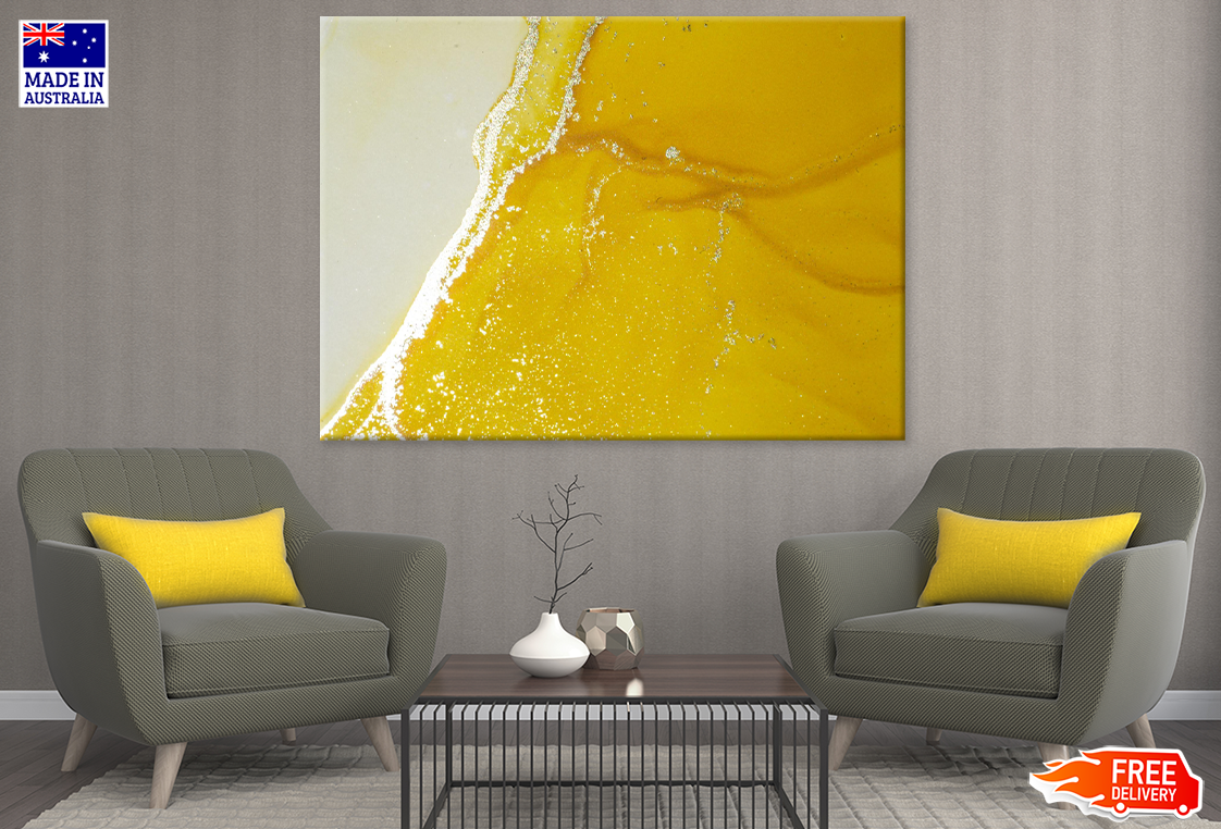 White & Yellow Abstract Design Print 100% Australian Made