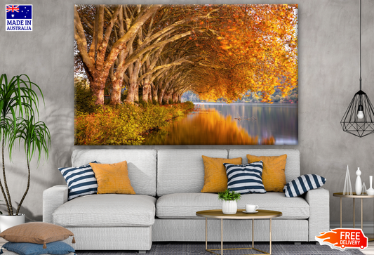 Autumn Trees & Leaves Near Lake Photograph Print 100% Australian Made