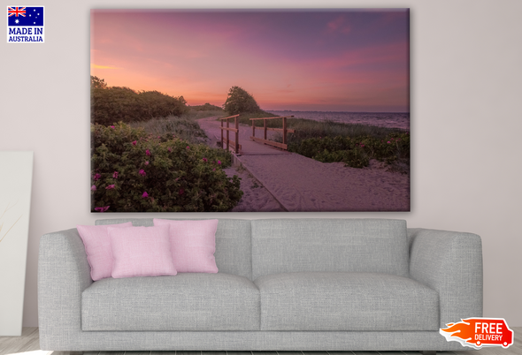 Beach Shore Pink Sky Photograph Print 100% Australian Made