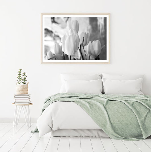 White Flowers B&W Photograph Home Decor Premium Quality Poster Print Choose Your Sizes