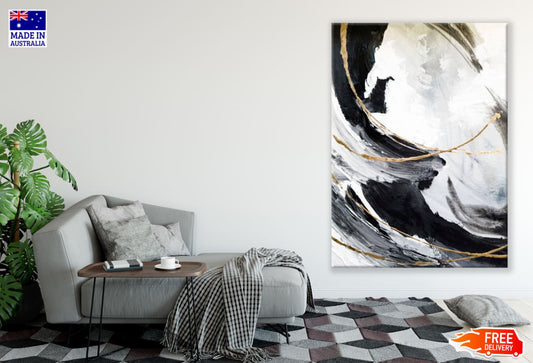 Gold Black & White Abstract Painting Design Print 100% Australian Made