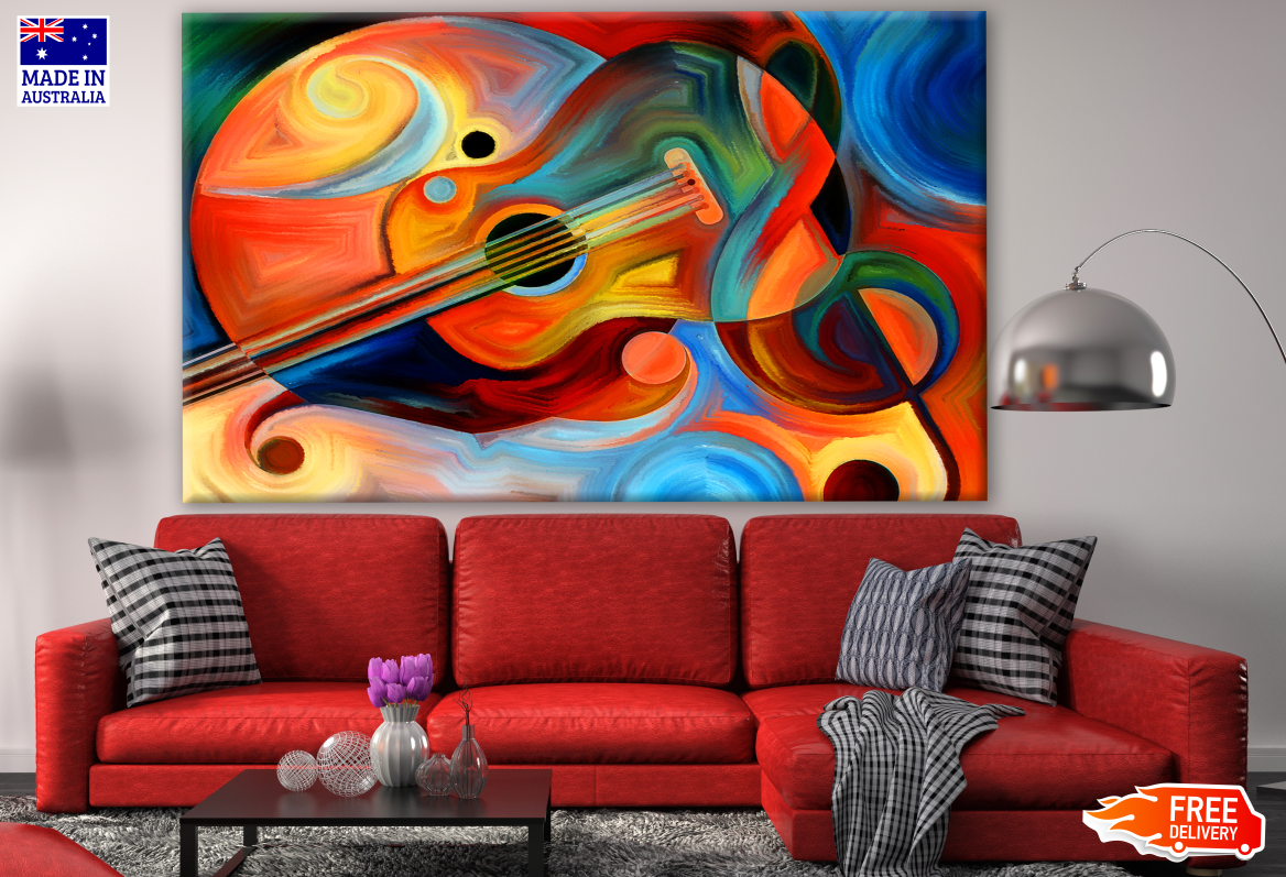 Colourful Guitar Abstract Design Print 100% Australian Made